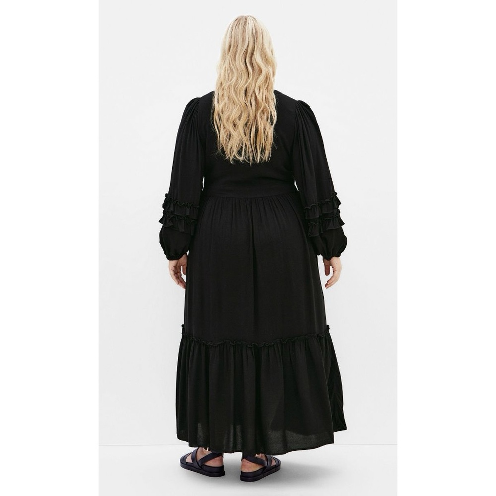CITY CHIC women’s Plus Size Black V-Neck Long Sleeve Maxi Dress - Picture 2 of 9
